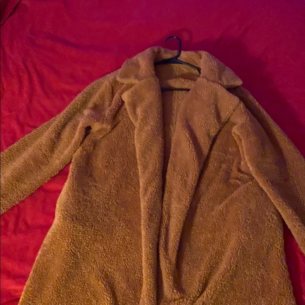 Long fur coat.